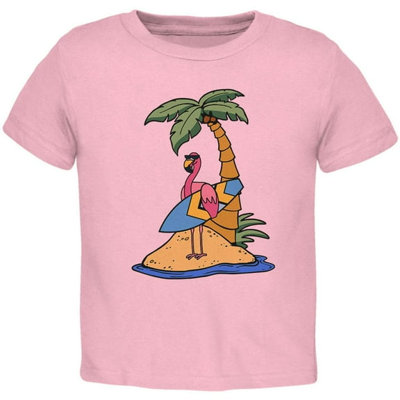 Flamingo Summer Palm Tree Toddler T Shirt Light Pink Toddler Size 5/6