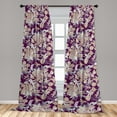 thumbnail image 2 of Floral Design Window Curtains, Garden Scene Flowers with Leaves Greenery Garden Art Vibes Print, Lightweight Decor 2-Panel Set with Rod Pocket, Pair of - 28"x84", Purple Sand Brown White, by Ambesonne, 2 of 3