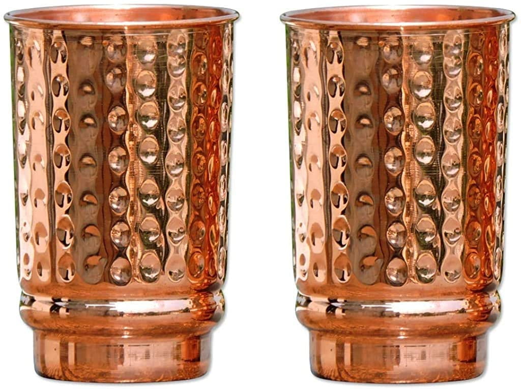 Pack of 2 Handmade pure Copper glass cup for water india Pack of 2 