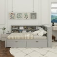 thumbnail image 2 of Wooden Full Size DayBed with 2 Drawers, DayBed with Storage Shelf and USB Charging Ports,Grey, 2 of 12