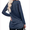 thumbnail image 7 of Abcnature Long Sleeve Solid Pullover T-Shirt Tops For Women Autumn Winter O-Neck Side Split Sweatshirt Ladies Casual Loose Tunic Blouse Tops Dark Blue M, 7 of 7