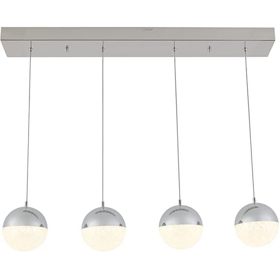Artika Sparkle 4-Light Integrated LED Linear Pendant Light Fixture, Chrome Finish