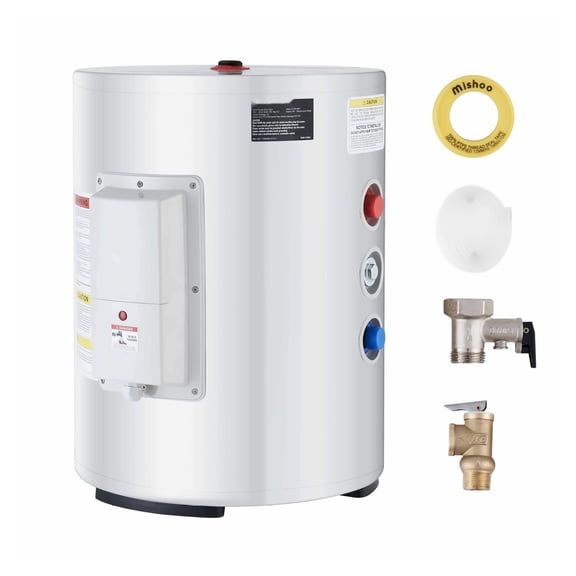 10 Gallon Electric Water Heater, Tankless Hot Water Heater 1.6Kw, LED Display, Side Connection, Instant Hot Water for Shower & Bath