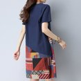 thumbnail image 4 of Robe Femme Liquidation Femme Décontractée Coton Lin Col Rond Manches Courtes Ample Imprimé Robe Marine m, 4 of 7