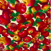 Lilly Craft Red Apples on Beige Poly Cotton Fabric - 58/60" Wide and Sold By The Yard