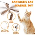 thumbnail image 3 of JXFUKAL Cat Wand Toys, Interactive Cat Toys with 3 Feather Refills, 29'' Flexible Steel Wire, Sturdy Wood Handle & Bell for Kitty Kitten, Cat Toys for Indoor Cats Cat Teaser Cat String Toy, 3 of 10