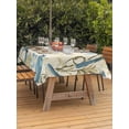 thumbnail image 4 of 60x102 Inch Outdoor Tablecloth with Umbrella Hole Zipper Rectangle Vintage Blue Birds Rectangular Tablecloths Outside Waterproof Summer Botanical Retro Floral Patio Table Cloth Cover for Picnic Party, 4 of 8