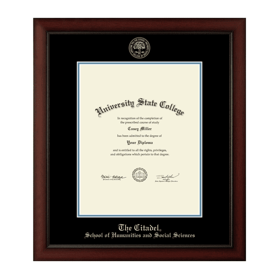 Framerly - Citadel Military South Carolina Social Work Diploma Frame Black and Medium Blue