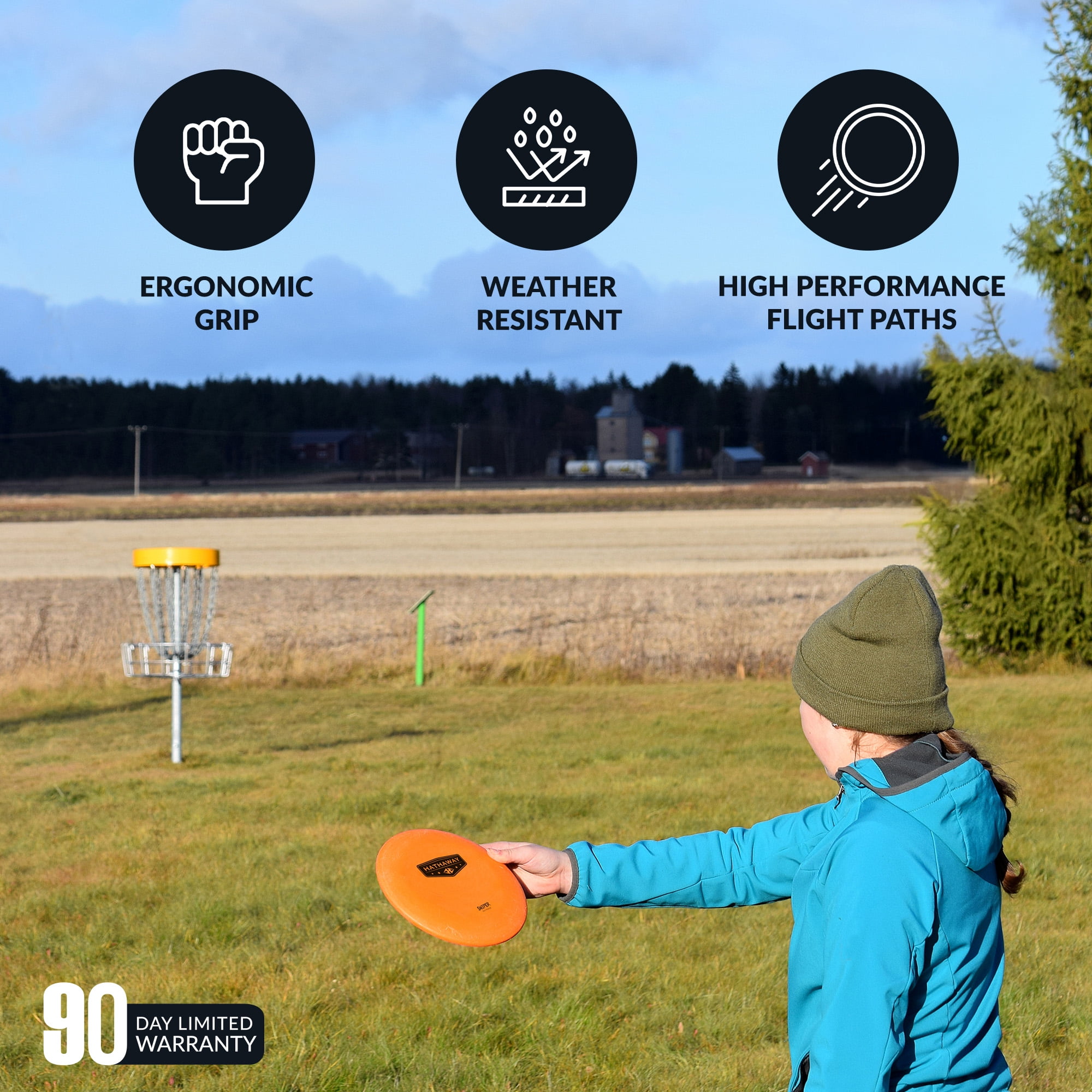 Hathaway Disc Golf Starter Set with Bag – 8.25” Frisbee Golf Discs Set with PVC Carrying Bag for Basic Disc Golf Accessories - Three Drivers, Two Mid-Range & One Approach/Putter Disc Golf Set