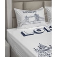 thumbnail image 2 of Ambesonne London Fitted & Top Sheet Set with Shams, Europe Big Ben Landmark, Black White, 2 of 4