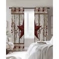 thumbnail image 2 of Red Texas Star Vintage Blackout Curtains 96 Inch Length 2 Panels Set, Farmhouse Berry Grey Wooden Full Shading Curtains for Windows, Blackout Curtains for Bedroom Living Room 52"x96", 2 of 8