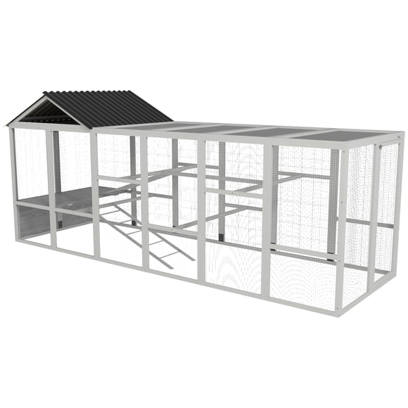 PawHut Outdoor Wooden Chicken Coop, Combinable Design Hen House with Run