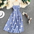 thumbnail image 2 of Dot Dress Mujer Sin espalda Sin mangas A-line Vestido largo de cintura alta, Azul Vogacara AP001541-07B, 2 of 7