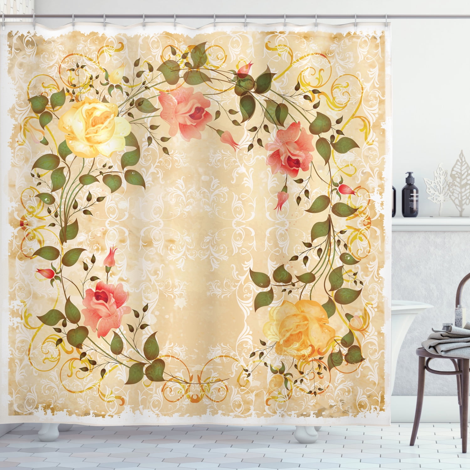 Fruit Grape Pattern Shower Curtain Bathroom Decor Fabric & 12hooks 71x71inch 