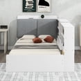 thumbnail image 4 of Harper & Bright Designs Twin Size Platform Bed with Storage Headboard and Shelves, Wooden Daybed Frame with Side Bookcase and 2 Drawers, White, 4 of 14