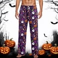 thumbnail image 2 of CONZONE Halloween Pajama Pant for Men Elastic Waist Drawstring Hallowmas Printed Mens Lounge Pants Soft Sleepewear Pjs Bottoms with Pockets, 2 of 4