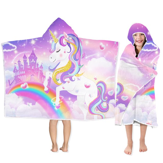 Futbu Toalla De Playa Con Capucha De Unicornio, Poncho Con Capucha Para Niños, Toalla Para Niñas, Lindos Dibujos Animados, Toallas De Baño Suaves Y Absorbentes, Rosa Con Capucha Para Niños Pequeños, A