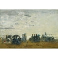 thumbnail image 2 of Eugène Boudin 24x18 Gold Ornate Framed and Double Matted Museum Art Print Titled - Beach Scene in Trouville (1868), 2 of 4
