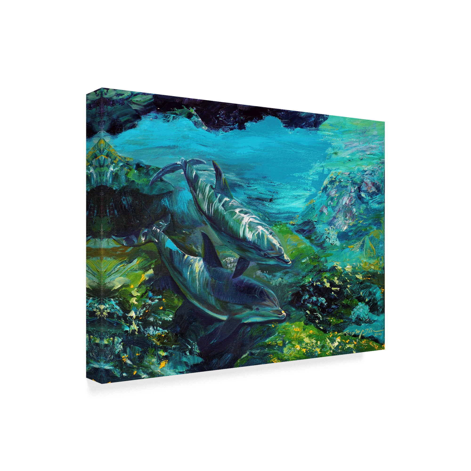 Trademark Fine Art 'Tranquility Atlantic Bottlenose Dolphins' Canvas Art by Lucy P. Mctier