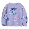 thumbnail image 3 of Girls' Plush Stitch with Bows Print 2-Piece Lounge Set, Purple Fleece Pullover Top and Lounge Sleep Pants, 3 of 5