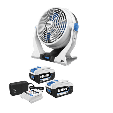 HART 20V 7.5" Fan 2-Pack 4AH Battery Kit Bundle
