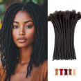 thumbnail image 1 of Teresa 0,4 cm, 0,6 cm y 0,8 cm de ancho, 8 pulgadas, 40 mechones, extensiones de rastas de cabello 100% humano para hombres/mujeres/niños, extensiones de cabello humano hechas a mano (0,6 cm, negro na, 1 of 1