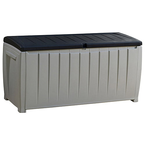 Keter Novel Outdoor Plastic Deck Box All Weather Resin Storage 90 Gal
