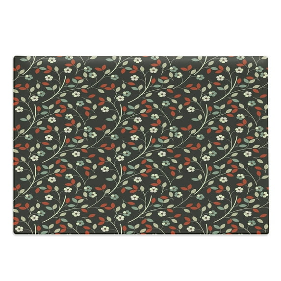 Floral Cutting Board, Nostalgic Romantic Garden Pattern with Little Flowers and Leaves Traditional Look, Decorative Tempered Glass Cutting and Serving Board, Large Size, Multicolor, by Ambesonne