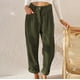 thumbnail image 3 of Pantalones de pana de cintura alta para mujer - Pantalones informales rectos y holgados de color liso, 3 of 6