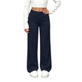 thumbnail image 3 of ZVAVZ Girls Wide Leg Legging Fold Over Yoga Pants Stretchy Baggy Workout Pants Solid Lightweight Athletic Gym Pants Navy 10-11Years, 3 of 10