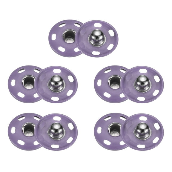 Uxcell 5 Set Sew-on Snap Buttons 19mm Metal Snap Fastener Buttons, Light Purple