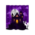 thumbnail image 1 of Halloween Castle Shower Curtain Set - Waterproof Polyester Bathroom Decor with Rust-Proof Hooks for Spooky Indoor Party Themes, 1 of 8