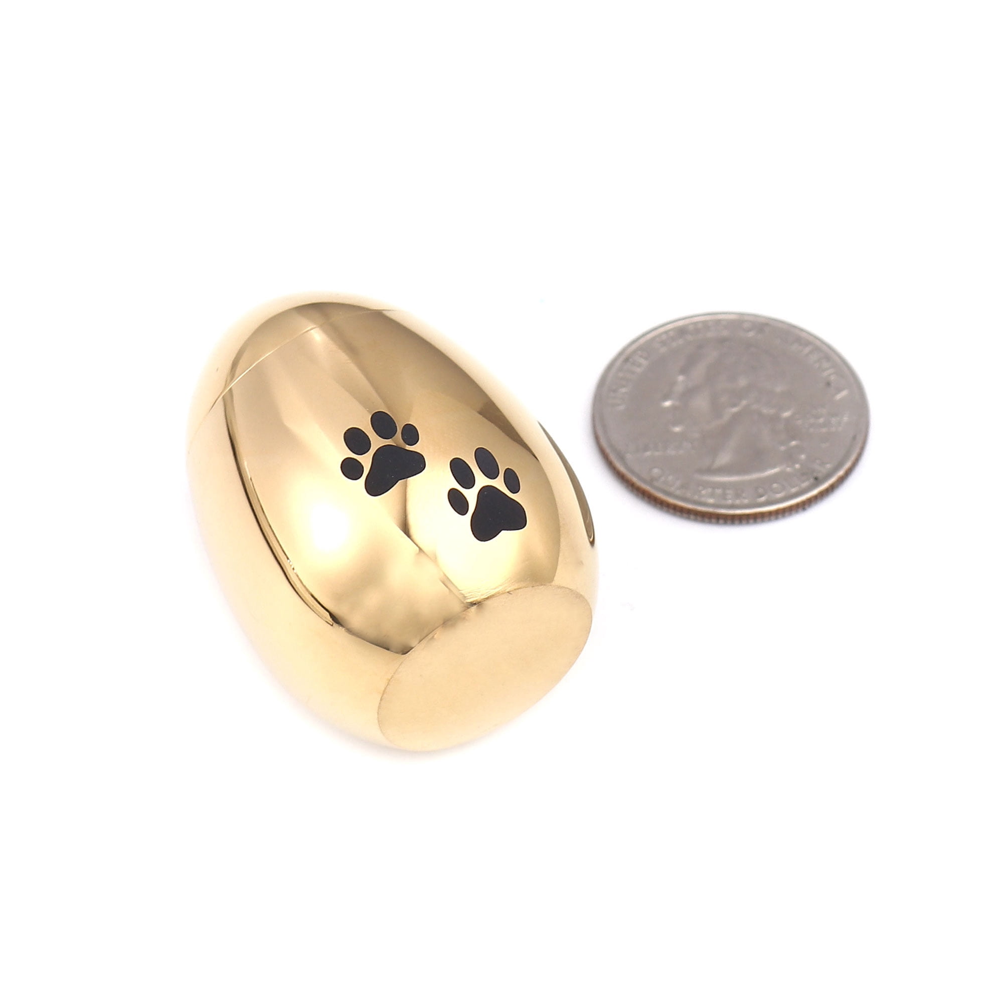 Handcrafted Waterproof Stainless Steel Small Gold Pet Cremation Urn for Ashes Holder Dog Paw Print Memorial Ash Container Keepsake with Free Gift Pouch