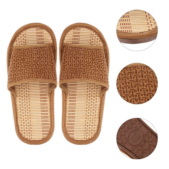 HONMEET 1 Pair Colorful Rattan Straw Slippers with Anti- PVC Sole for Women Guests Home Use Comfort