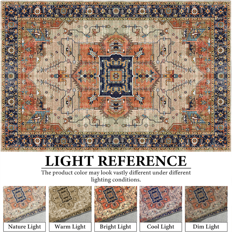 Runner Rugs for Hallway, 2x6 Washable Soft Non Slip Floor Rugs for Kitchen, Modern Mat for Living Room Bedroom Entryway Beige & Brick