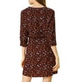 thumbnail image 5 of INSPIRE CHIC Women's V Neck Floral 3/4 Sleeves Side Pockets Button Dress XL Purplish Red, 5 of 7