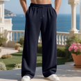 thumbnail image 3 of Havenx Mens Baggy Sweatpants Straight Wide Leg Drawstring Joggers with Pockets Elastic Waist Open Bottom Sweatpant Athletic Comfy Y2k Fall Winter Loose Fit Pant,Navy L, 3 of 3