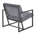thumbnail image 5 of Modern Accent Chair, Steel Armchair Lounge Living Room Chair, Single Sofa Comfy Reading Armchair for Dining Bedroom Living Room, Upholstered Cozy Side Sofa Chair Relaxing Seating, Grey-Leather, 5 of 7