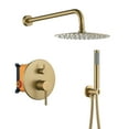 thumbnail image 1 of Boyel Living 10 in Shower System Wall Mount Rainfall Shower Head with Handheld Shower,2-function Bathroom Round Shower Set Dual Shower Heads,Shower Faucet Set in Brushed Gold, 1 of 1