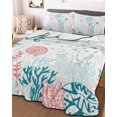 thumbnail image 3 of Quilts Twin Size, Coastal Turtle Soft Comforter Bedding Set for Bed, Teal Green Ocean Coral Starfish Jellyfish Lightweight Quilted Bedspread with Pillow Cover(2 Pieces) for All Season, 68x86 Inch, 3 of 6