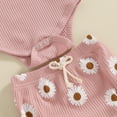 thumbnail image 4 of Elippeo Baby Girls Shorts Set 3  6 12 18 Months  Short Sleeve Letters Print Romper Flower Print Shorts with Hairband Summer Outfit, 4 of 5