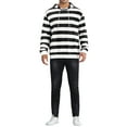 thumbnail image 2 of INSPIRE CHIC Men's Sweatershirts Stripes Hoodie Front Pocket Drawstring Long Sleeve Pullover Sweatshirts S Black White, 2 of 6