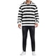 thumbnail image 2 of INSPIRAR CHIC Estilo Sudaderas para Hombre con Rayas, Sudadera con Capucha, Bolsillo Frontal, Cuerda de Ajuste, Manga Larga, Sudadera Pullover XL Negro Blanco, 2 of 6