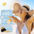 thumbnail image 2 of Sombrero de playa trifabricado con ala ancha de paja UPF 50+ para mujer, 2 of 6