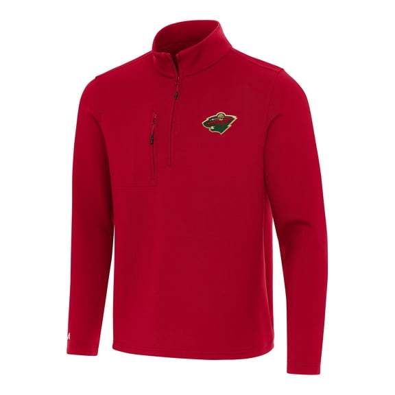 Men's Antigua  Red Minnesota Wild Insider Quarter-Zip Top