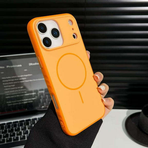 for iPhone 16 Pro Max Magnetic Case, Compatible with MagSafe, Ultra Slim TPU PC Hybrid Protective Cover, Lightweight Shockproof Anti-Scratch Non-Slip Phone Case for Men & Women, Orange