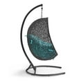 thumbnail image 6 of Afuera Living Outdoor Patio Rattan Swing Lounge Chair in Turquoise/Black, 6 of 6
