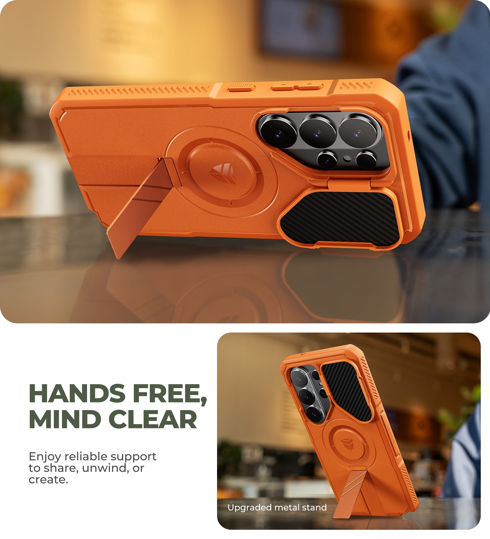 Dexnor for Samsung Galaxy S26 Ultra Case with Camera Cover & Adjustable Kickstand & Screen Protector, Compatible with MagSafe, Rugged Shockproof Bumper Cases Magnetic Protective Cover,6.9" Orange