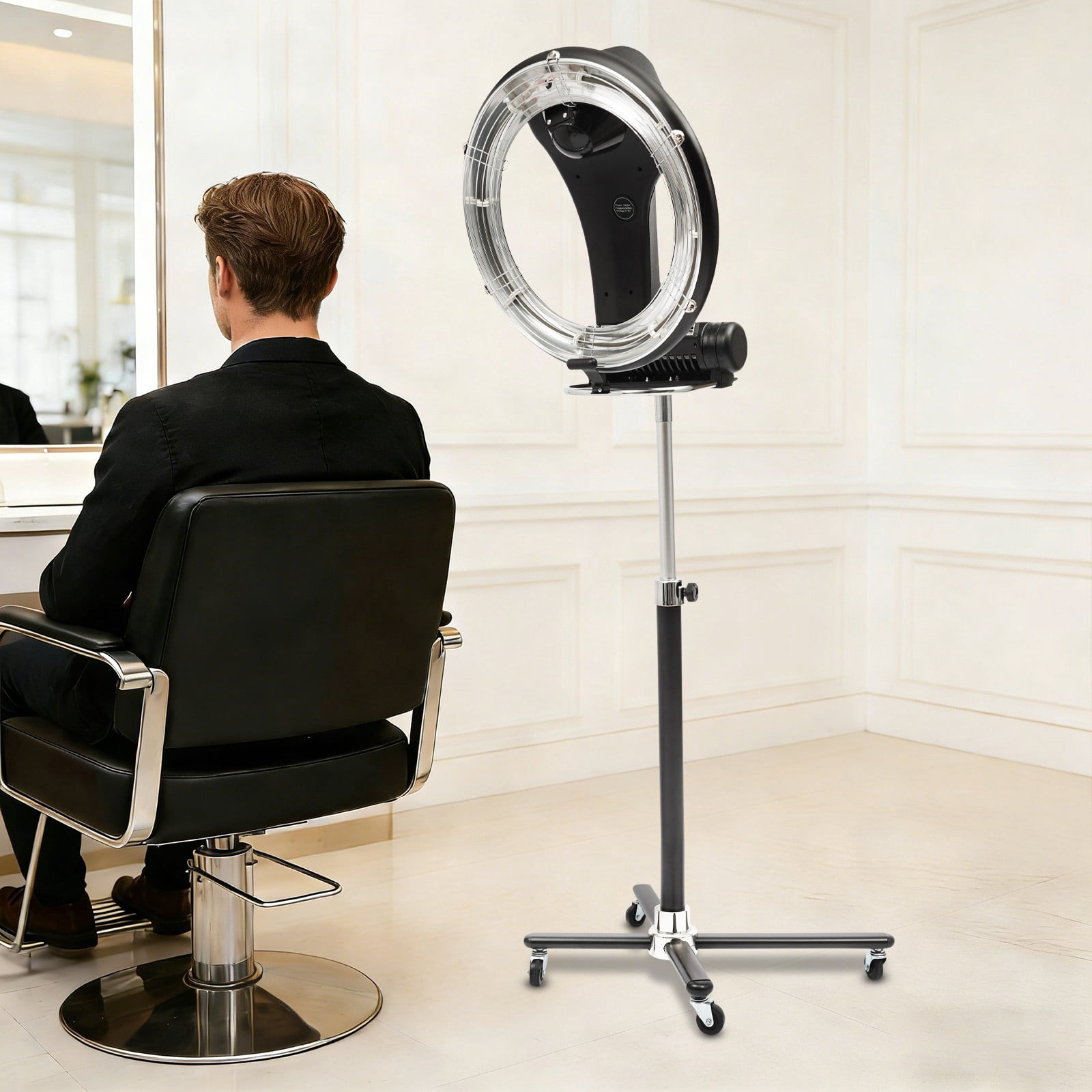 1 PCS Black Professional Orbiting Rotating Hair Dryer, Freestanding Hair Dryer, Multifunctional Hair Dryer, 1000W 110V