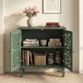 thumbnail image 2 of iooHug Vintage Hollow-Carved Accent Cabinet, 2-Door Storage Sideboard with Adjustable Shelf and Solid Wood Legs, for Living Room, Entryway,Green, 2 of 9